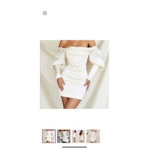 House of CB 'Santana' Ivory Draped Corset Dress Small Mini  (198)￼